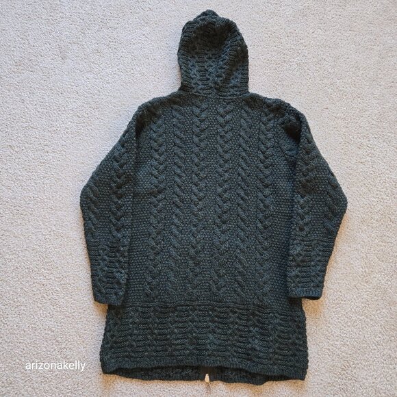 NWT Aran Crafts Merino Cable Knit Hoodie Sweater Jacket Small Ireland - Picture 10 of 10